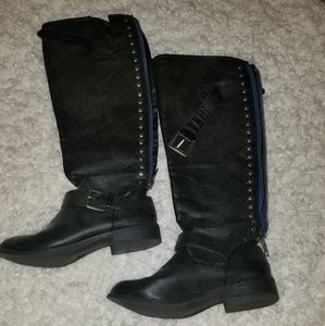 Mossimo 6.5 Boots Black blue detail zipper